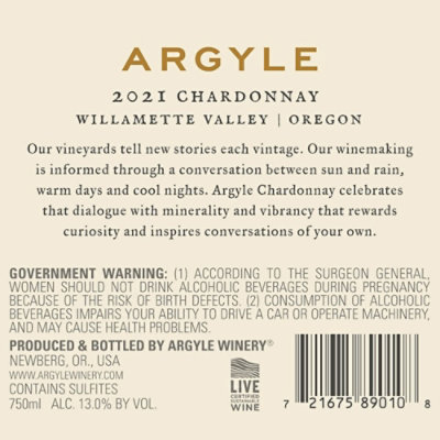 Argyle Chardonnay - 750 Ml - Image 3