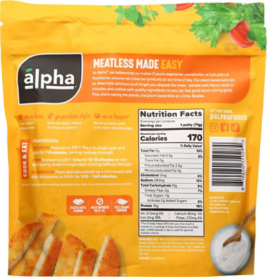 Alpha Foods Plant Based Crispy Chik'n Patties - 10 Oz - Image 5