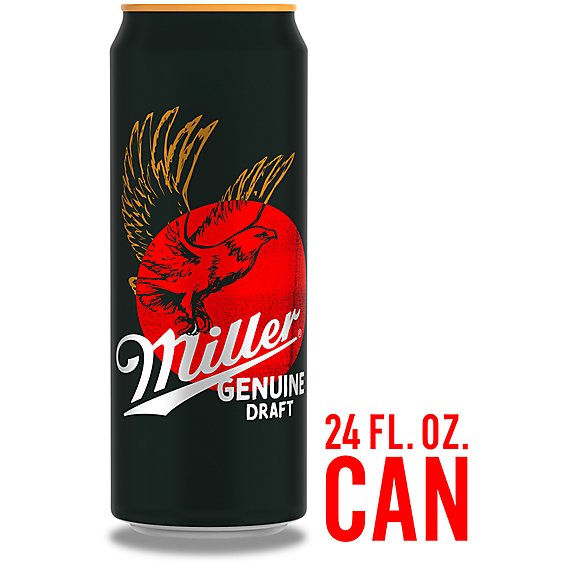 Miller Genuine Draft Beer American Style Lager 4.6% ABV Can - 24 Fl. Oz.