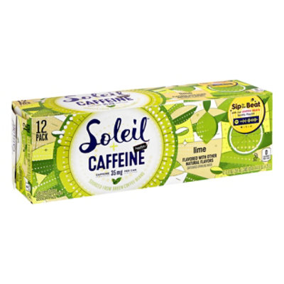 Signature Select Soleil Water Sparkling W/Caffeine Lime - 12-12 Fl. Oz.