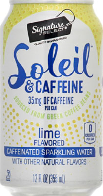 Signature Select Soleil Water Sparkling W/Caffeine Lime - 12-12 Fl. Oz. - Image 2