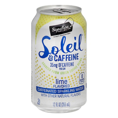 Signature Select Soleil Water Sparkling W/Caffeine Lime - 12-12 Fl. Oz.