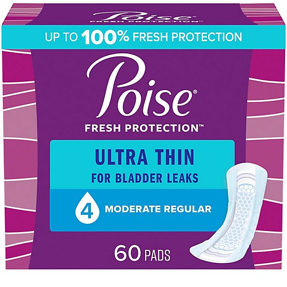 Poise Ultra Thin Moderate Absorbency Incontinence Pads - 60 Count