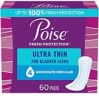 Poise Ultra Thin Moderate Absorbency Incontinence Pads - 60 Count - Image 1
