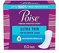Poise Ultra Thin Incontinence Pads Moderate Absorbency Regular Length - 60 Count