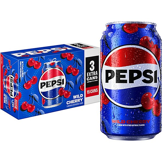 Pepsi Soda Cola Wild Cherry Cans - 15-12Fl. Oz.