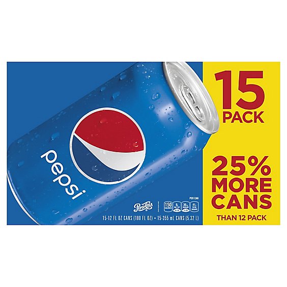 Pepsi Soda Cola Cans - 15-12Fl. Oz.