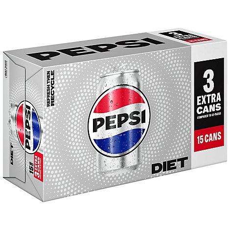 Pepsi Soda Cola Diet Cans - 15-12Fl. Oz.
