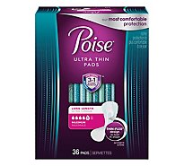 Poise Ultra Thin Incontinence Pads Maximum Absorbency Long Length - 36 Count