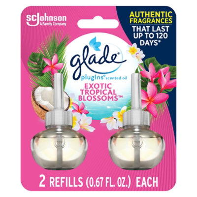 Glade Plugins Exotic Tropical Blossoms Scented Oil Air Freshener Refill 2 Count - 1.34 Oz - Image 1