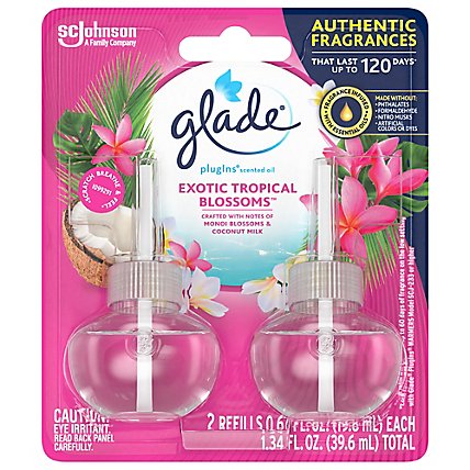 Glade Plugins Exotic Tropical Blossoms Scented Oil Air Freshener Refill 2 Count - 1.34 Oz - Image 1