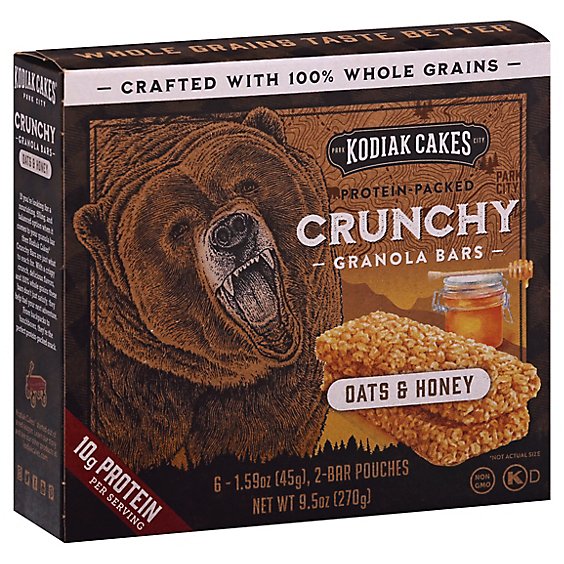 Kodiak Cakes Granola Bars Crunchy Oat & Honey 6 Count - 7.95 Oz