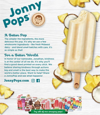 JonnyPops Frozen Treats Pineapple & Coconut With Fresh Cream - 4-2.06 Fl. Oz. - Image 6