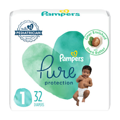 Pampers Pure Protection Newborn Diapers Size 1 - 32 Count