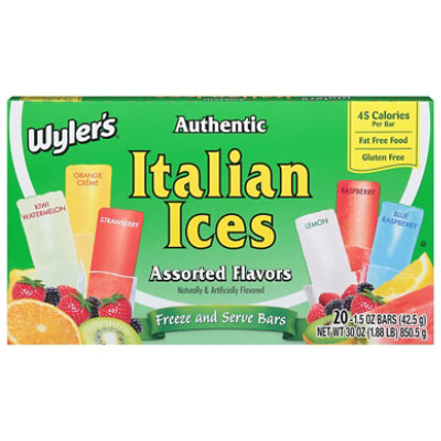 Wylers Italian Ice Assorted Flavors Freezer Bars Each Jewelosco 7955