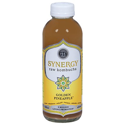 GT's Synergy Golden Pineapple Kombucha - 16 Fl. Oz. - Image 3