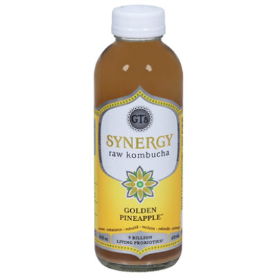 GT's Synergy Golden Pineapple Kombucha - 16 Fl. Oz. - Image 3