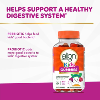 Align Kids Probiotic Supplement Gummies In Natural Fruit Flavors - 50 Count - Image 2
