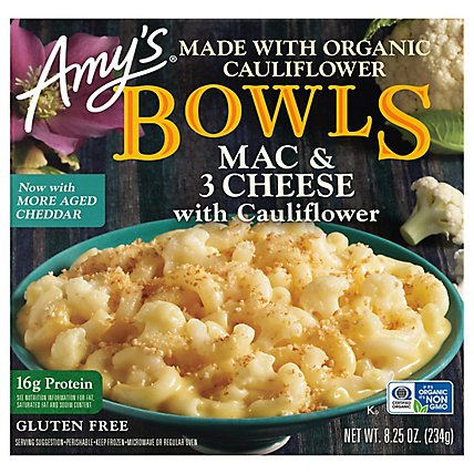 Amy's Gluten Free Mac & 3 Cheese w/Cauliflower Bowl - 8.25 Oz - Image 3