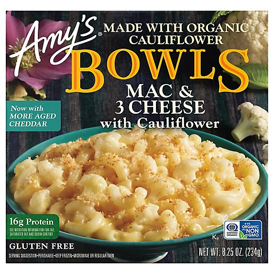 Amy's Gluten Free Mac & 3 Cheese w/Cauliflower Bowl - 8.25 Oz