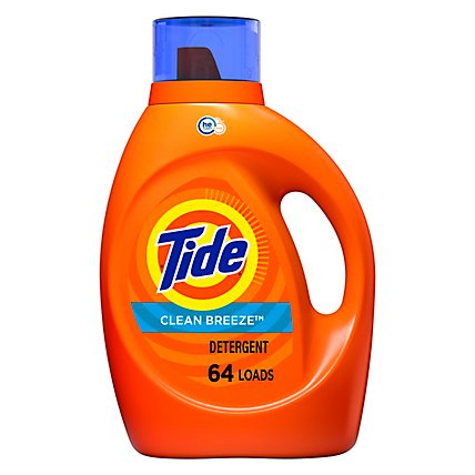 Tide Liquid Laundry Detergent HE Compatible Clean Breeze 64 Loads - 92 Fl. Oz. - Image 1