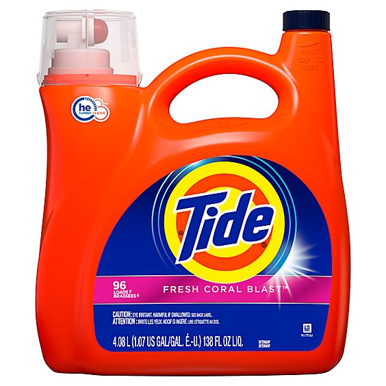 Tide Liquid Detergent HE Fresh Coral Blast - 138 Fl. Oz.