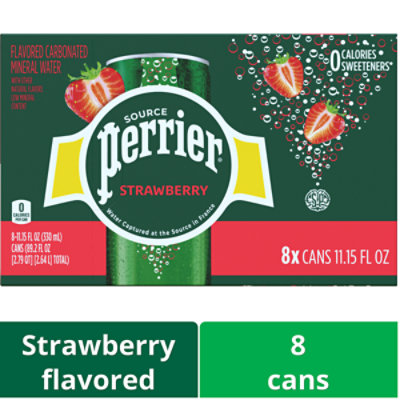 Perrier Strawberry Flavored Sparkling Water In Sleek Cans - 8-11.15 Fl. Oz.