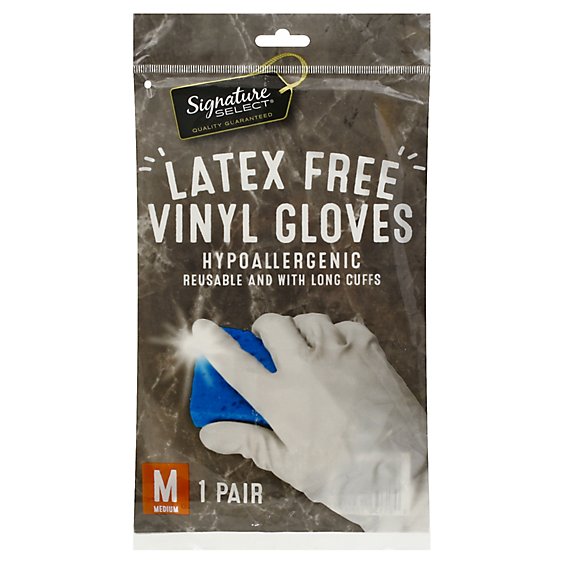 Signature Select Gloves Vinyl Laytex Free Hypo Med - 1 Pair