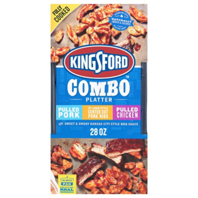 Kingsford Combo Platter Pulled Pork Pulled Chicken Center Cut Ribs - 28 Oz - Image 1