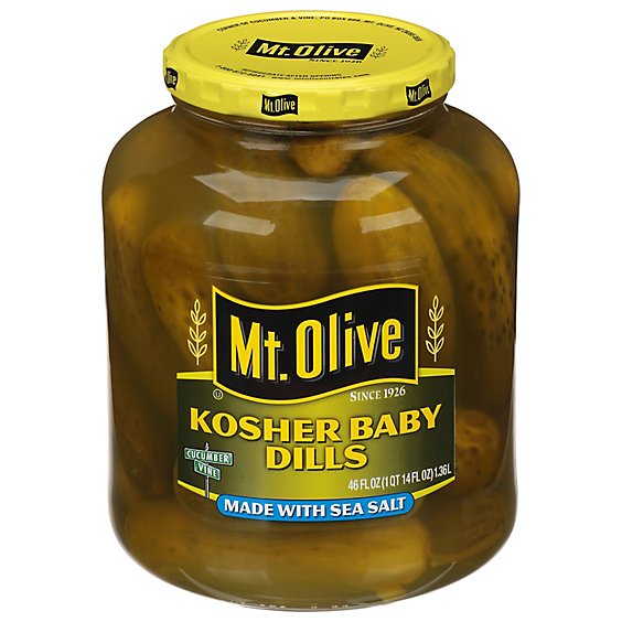 Mt Olive Kosher With Sea Salt Baby Dills - 46 Oz