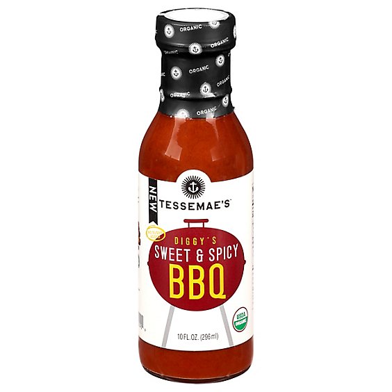 Tessemaes Organic Sauce Diggys BBQ BSweet Spicy - 10 Fl. Oz.