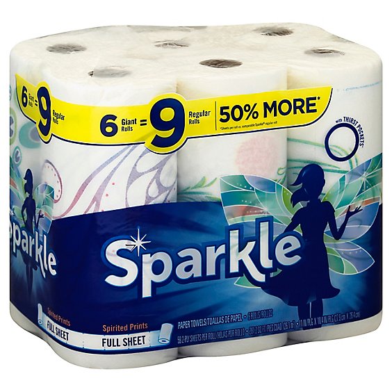 Sparkle Towel 6 Giant Roll - 6 Count