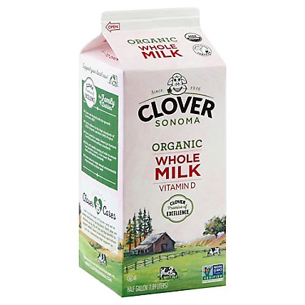 Clover Organic Vitamin D Milk - Half Gallon - Image 1