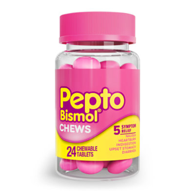 Pepto Bismol Chews Fast And Effective Relief From Nausea Heartburn - 24 Count - Image 1