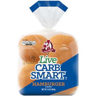 Aunt Millie’s Live Carb Smart Hamburger Buns - 8 Count - Image 1