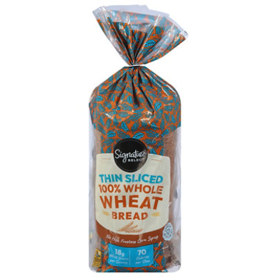 Signature SELECT Bread 100% Whole Wheat Thin Sliced - 18 Oz