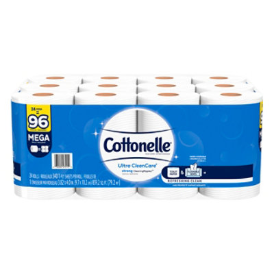 Cottonelle Ultra CleanCare Bathroom Tissue Mega Roll 1 Ply - 24 Roll