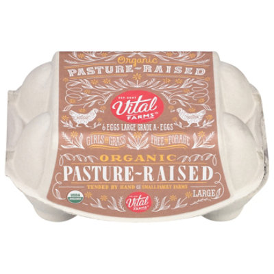 Vital Farms Pasture Raised Organic Eggs Large - 6 Count - Image 1