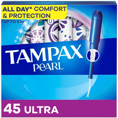 Tampax Pearl Braid Ultra Absorbency Unscented Tampons with LeakGuard - 45 Count - Image 1