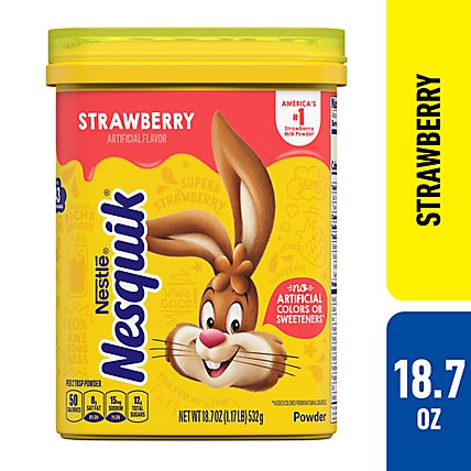 NesQuik Strawberry Flavor Powder Drink Mix Canister - 18.7 Oz - Image 1