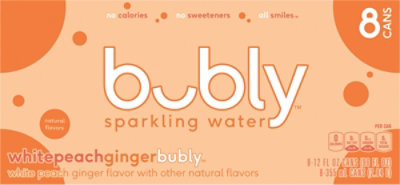 bubly Sparkling Water White Peach Ginger - 8-12 Fl. Oz. - Image 2