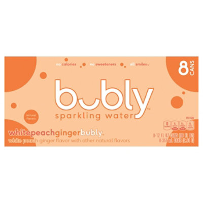 bubly Sparkling Water White Peach Ginger - 8-12 Fl. Oz. - Image 1