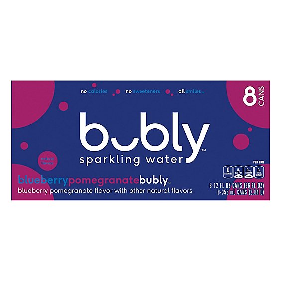 Bubly Sparkling Water Blueberry Pomegrante - 8-12 Fl. Oz.