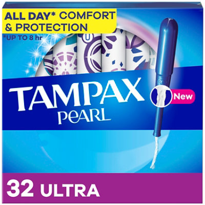 Tampax Pearl Tampons Ultra Absorbency Unscented - 32 Count - Image 1