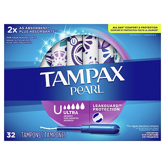 Tampax Pearl Tampons Ultra Absorbency Unscented - 32 Count