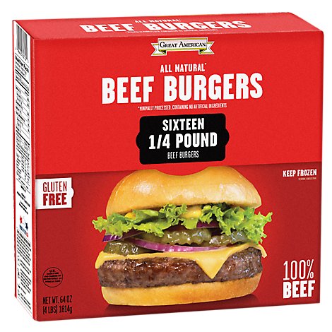 Great American Brands All Natural 75/25 Beef Burgers - 4 Lb
