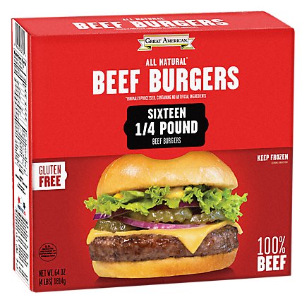 Great American Brands All Natural 75/25 Beef Burgers - 4 Lb - Image 1