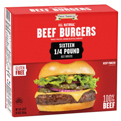 Great American Brands All Natural 75/25 Beef Burgers - 4 Lb - Image 1