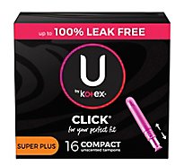 U By Kotex Click Compact Tampons Super Plus - 16 Count
