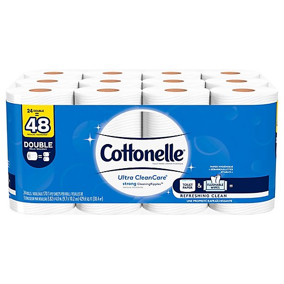 Cottonelle Ultra CleanCare Bathroom Tissue Double Roll 1 Ply - 24 Roll